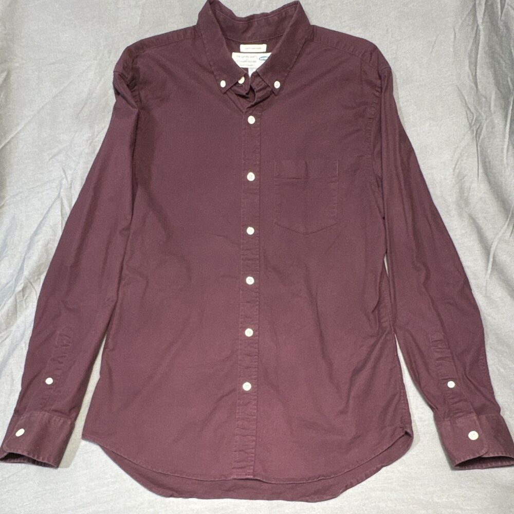 Old Navy The Oxford Men Shirt Oxford Slim Fit Long Sleeve Button-Down Burgundy M